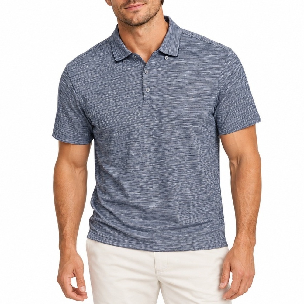 Good Man Brand Blue Textured Polo Men's Small Cotton Classic Casual Golf Style